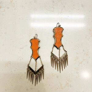 Orange and Gold Statement Earrings